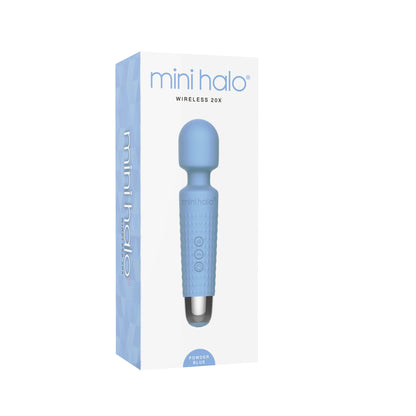 Halo Mini Wand Vibrator 20 Patterns Flexible Neck Waterproof Light Blue Rechargeable
