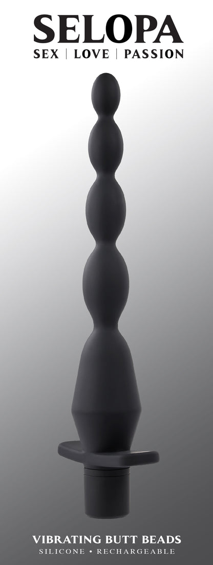 Rechargeable Vibrating Anal Beads with 10 Modes - Black