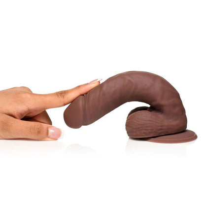 7" Realistic Silicone Dildo with Balls & Suction Cup - Dark