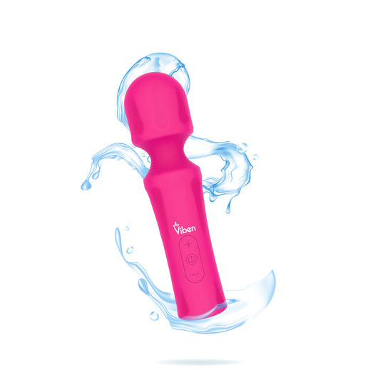 Mighty Muse Mini Wand Vibrator - Rechargeable, 20 Vibration Modes, Flexible Head Pink