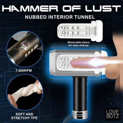 Lovebots Hammer Vibrating Suction Masturbator - 3 Vibration + 5 Suction Modes