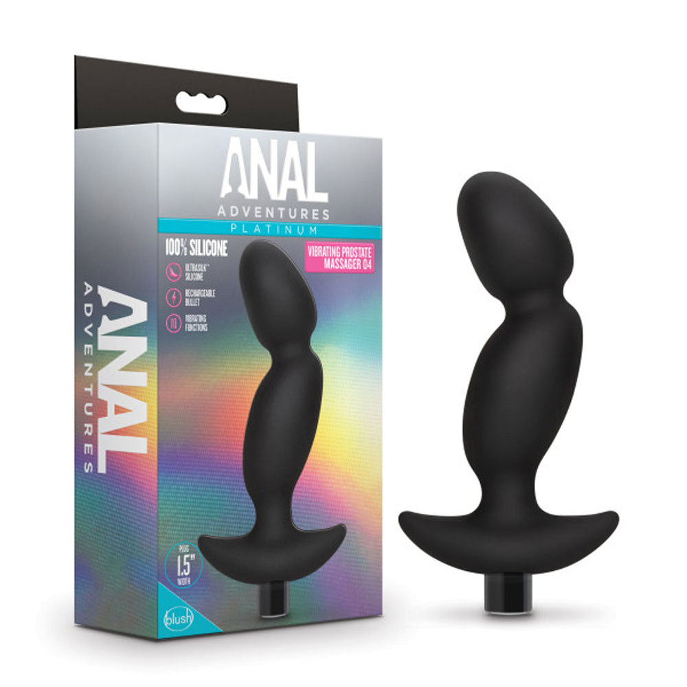 Rechargeable Textured Vibrating Anal Plug with 10 Modes - Black