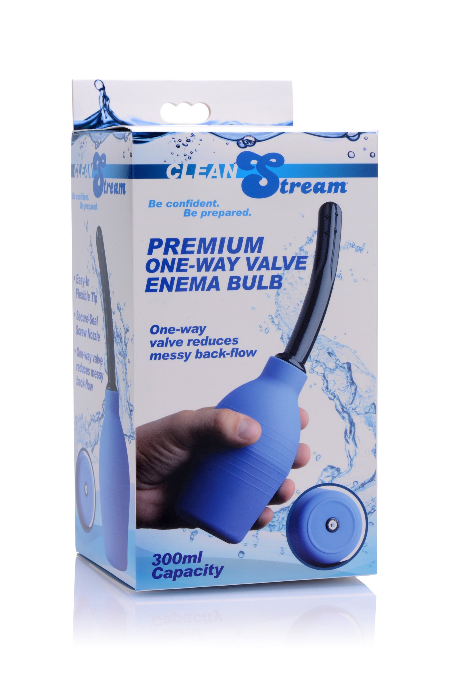 CleanStream Premium One-Way Valve Enema Bulb – 10 oz Reusable Anal Douche Black