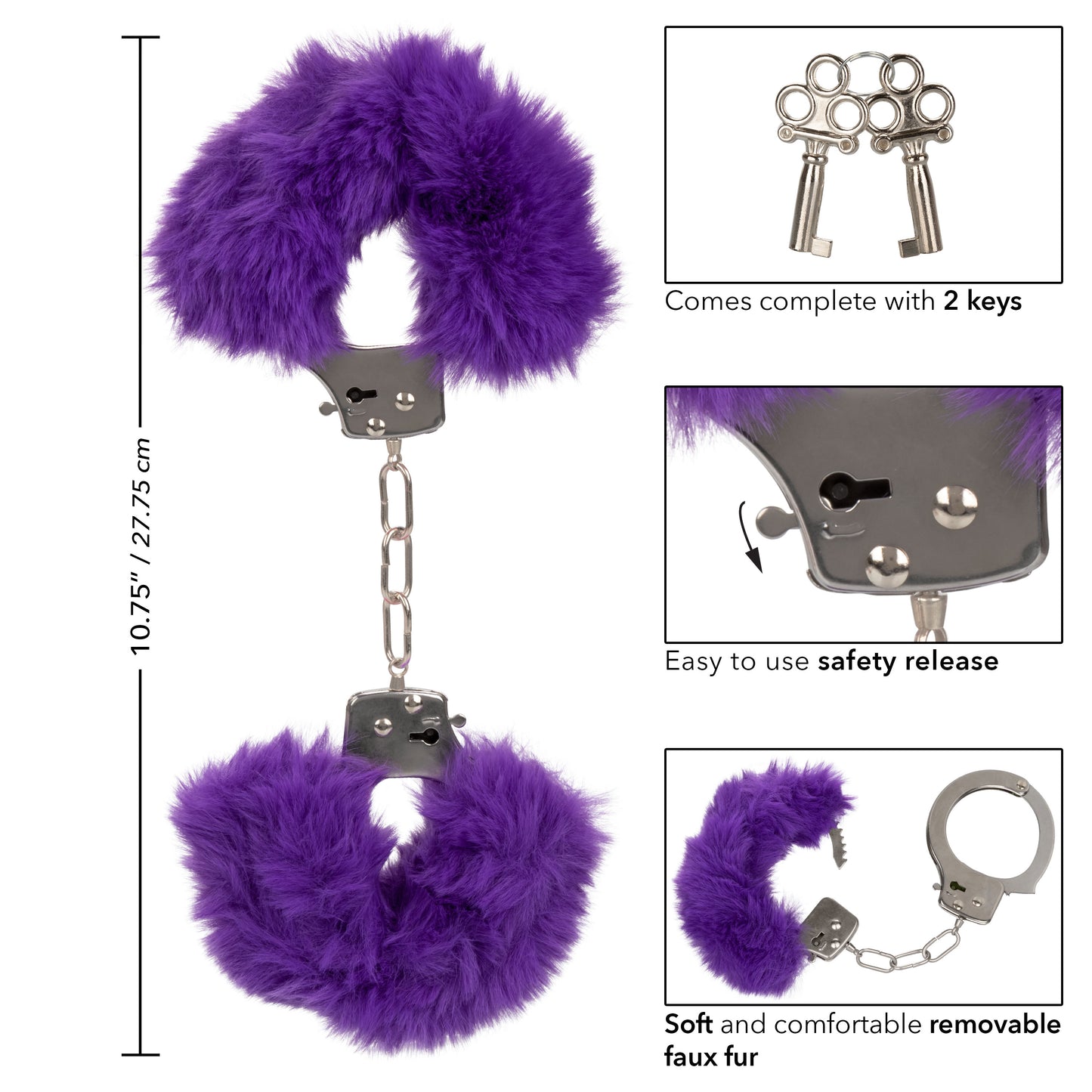 Ultra Fluffy Furry Wrist Cuffs - Adjustable Purple BDSM Restraints with Quick-Release