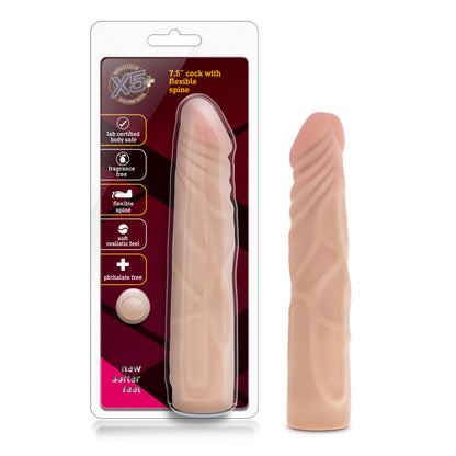 XS Plus Realistic Veined Flexible Dildo 7.5" Natural