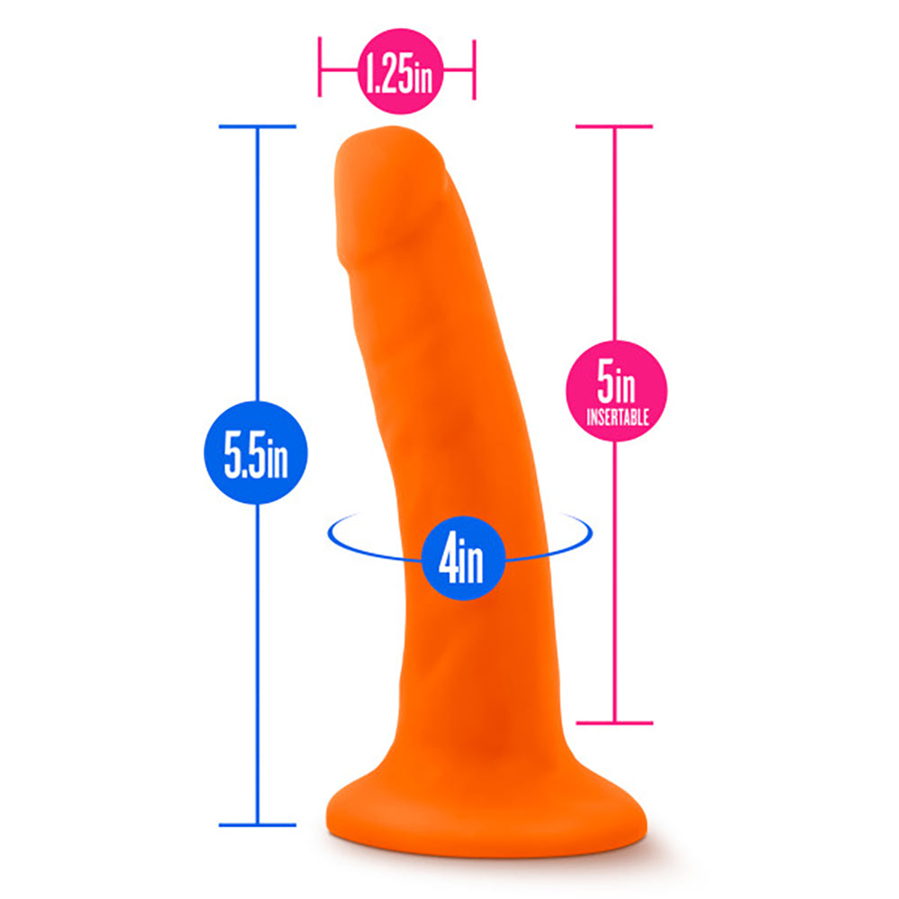 Neon Orange Dual Density Suction Cup Dildo 5.5" - Realistic Sensa Feel