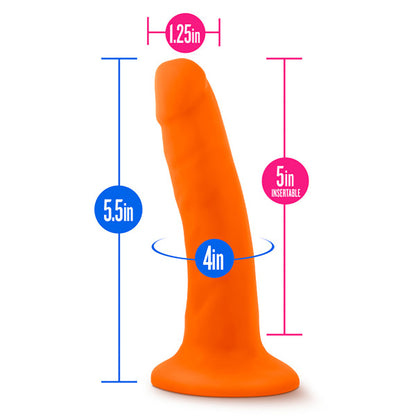 Neon Orange Dual Density Suction Cup Dildo 5.5" - Realistic Sensa Feel