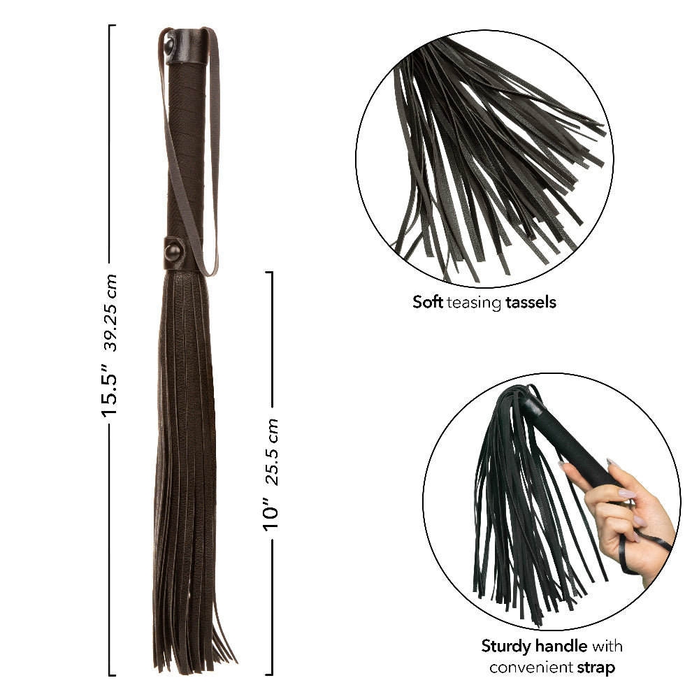 25.5" Suede Flogger Whip - Nocturnal Collection Black, Beginner-Friendly BDSM