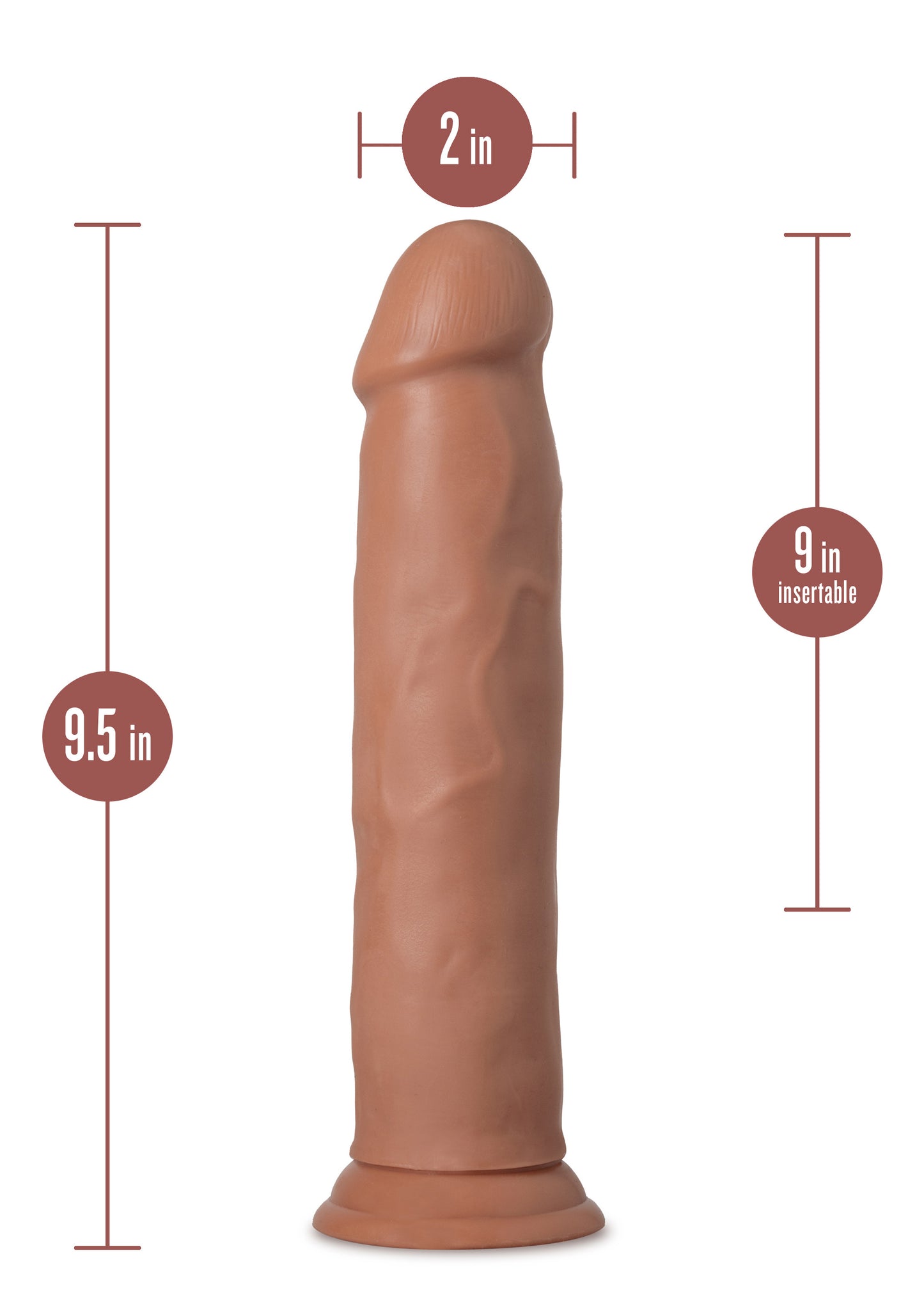 9.5 Inch Realistic Dual Density Dildo Mocha Suction Cup