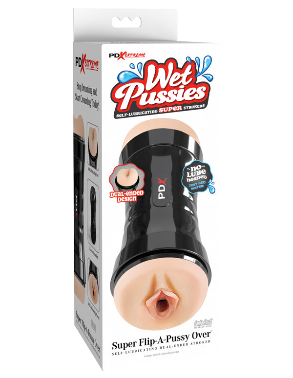 Flip-A-Pussy Dual Entry Self-Lubricating Male Masturbator - Realistic Vagina Stroker with Case
