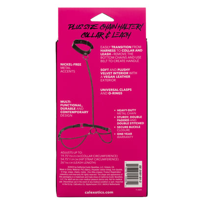 Euphoria Collection Plus Size Chain Halter Collar & Leash - Black
