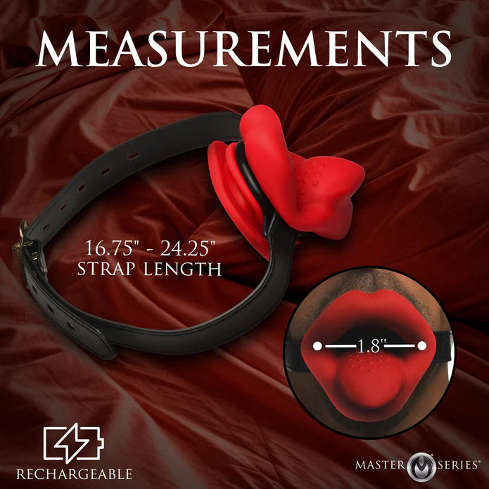 Vibrating Silicone Tongue Gag - Rechargeable with 7 Patterns