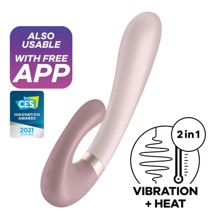 Heat Wave Mauve App Controlled Warming Rabbit Vibrator - G-Spot & Clitoral Heating Vibrator