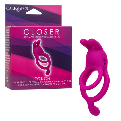 Rechargeable Couples Vibrating Cock Ring - Closer Intimate Ring Touch 10 Speeds Pink