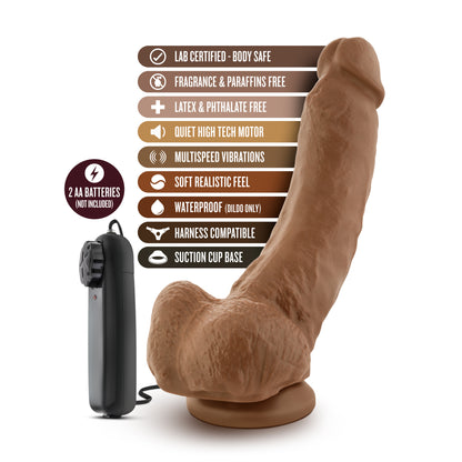Cowboy 9 Inch Realistic Vibrator - Mocha Realistic Dildo with Remote & Suction Cup