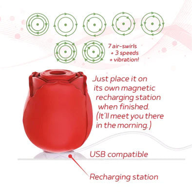 Wild Rose Clitoral Suction & Vibration Stimulator - Red 10-Mode Rose Toy