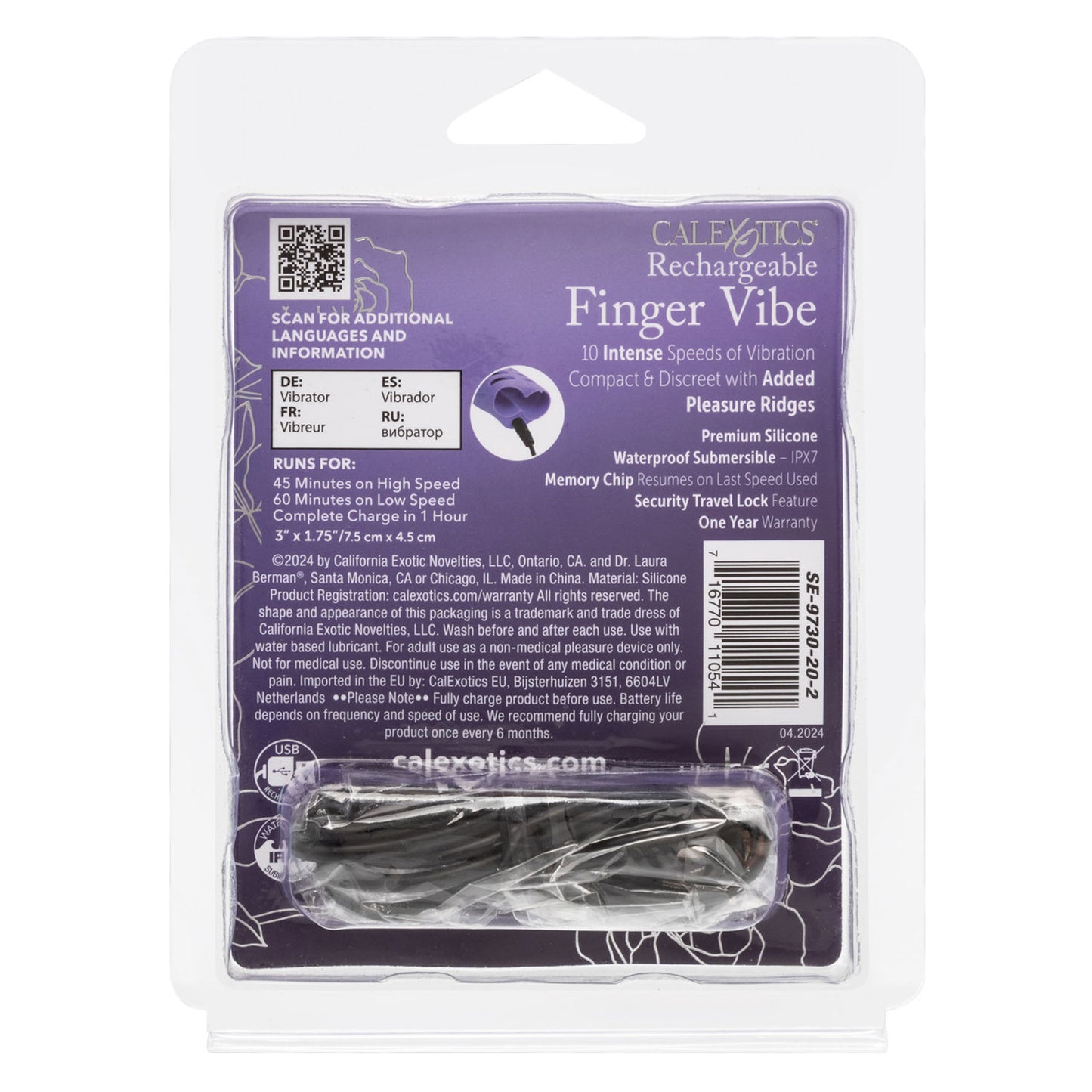 Dr. Laura Berman Rechargeable Finger Vibrator - 10 Speeds, Waterproof Purple