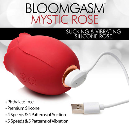 Mystic Rose Clitoral Suction & Vibration Stimulator - Red 10-Mode Rose Toy
