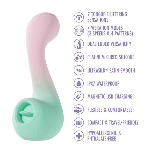 Play With Me Melody Dual End Vibrator - Rechargeable G-Spot & Fluttering Tongue
