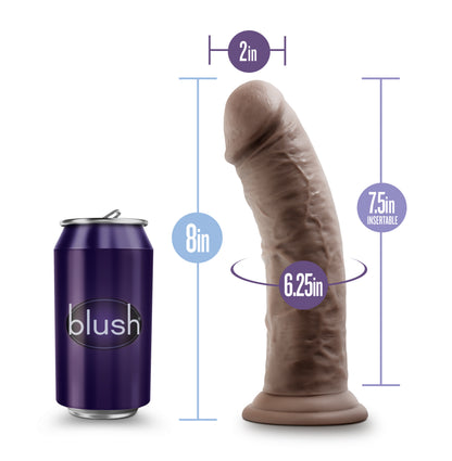 Au Naturel Realistic Chocolate Dildo 8" with Flex Shaft & Suction Cup