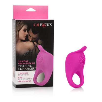 Rechargeable Vibrating Cock Ring - 7 Modes, Waterproof Silicone Pink