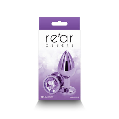 Medium Purple Jeweled Butt Plug - Chrome Anal Plug