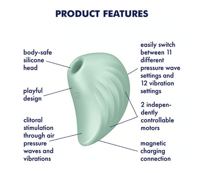 Satisfyer Pearl Diver Air Pulse Clitoral Stimulator + Vibration – Mint