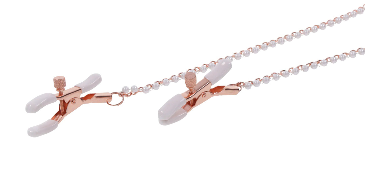 Peaches n Cream Nipple Clamp Collar - Rose Gold Chain