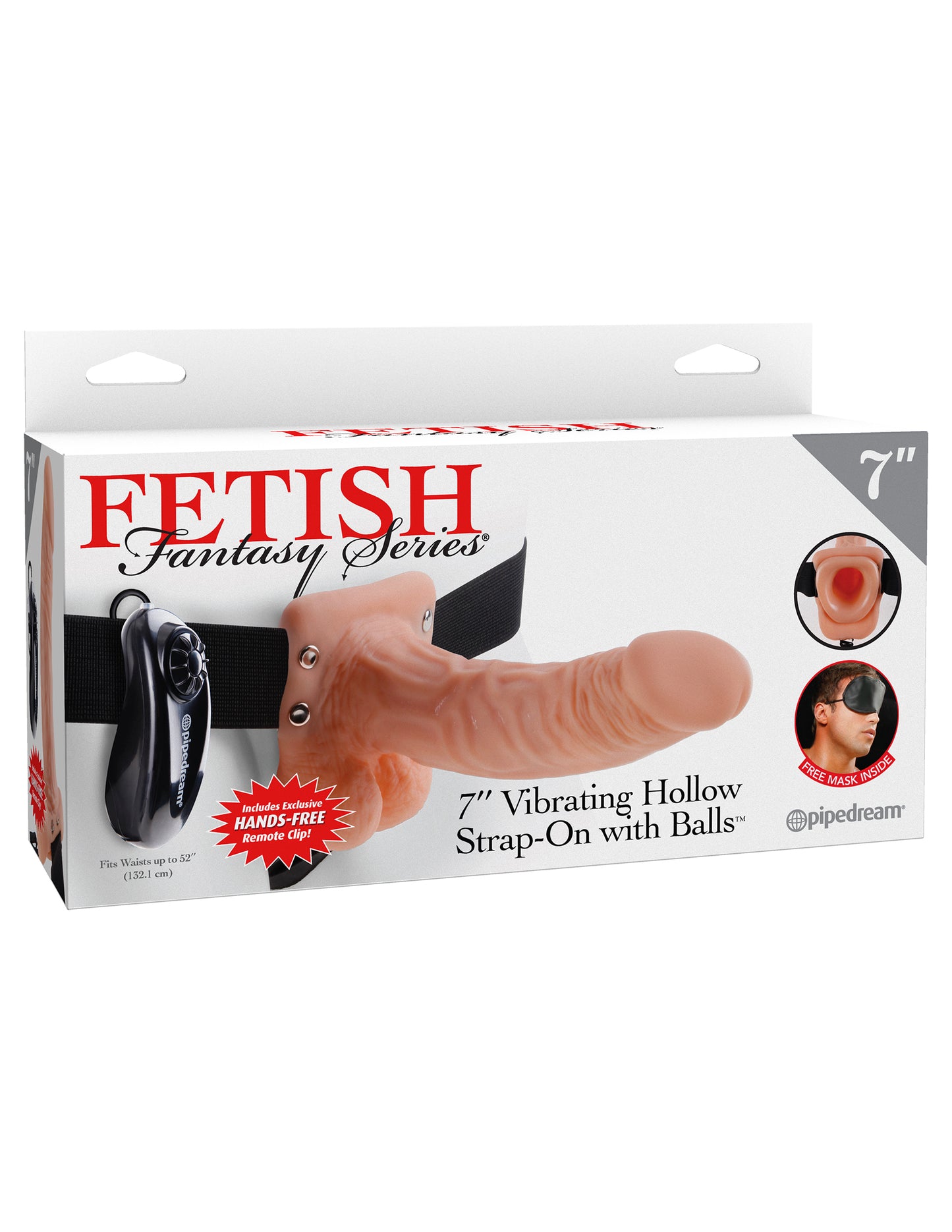 7 Inch Hollow Strap-On Vibrating Dildo with Balls Fetish Fantasy Remote Control