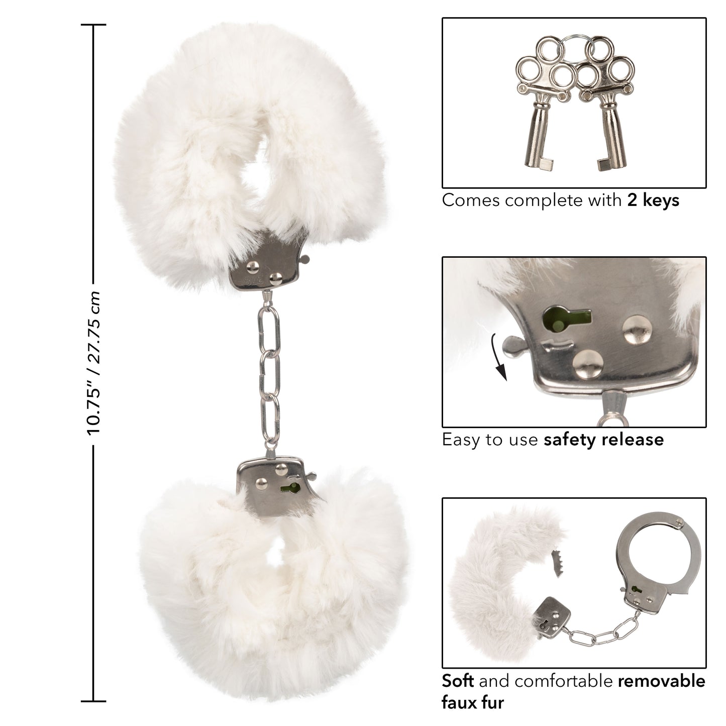 Ultra Fluffy Adjustable Furry Handcuffs - White