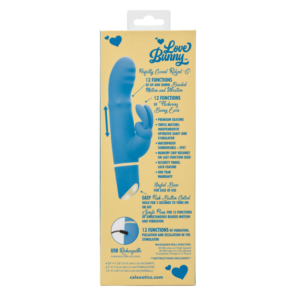 Rechargeable Rabbit Vibrator with Thrusting Beads & Dual Stimulation – Blue