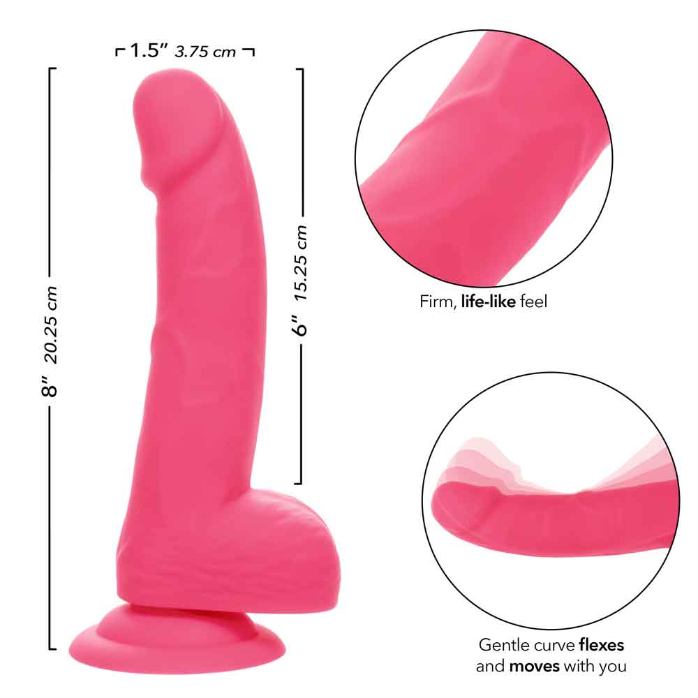 Neon Studs 6 Inch Flexible Silicone Suction Cup Dildo – Hot Pink