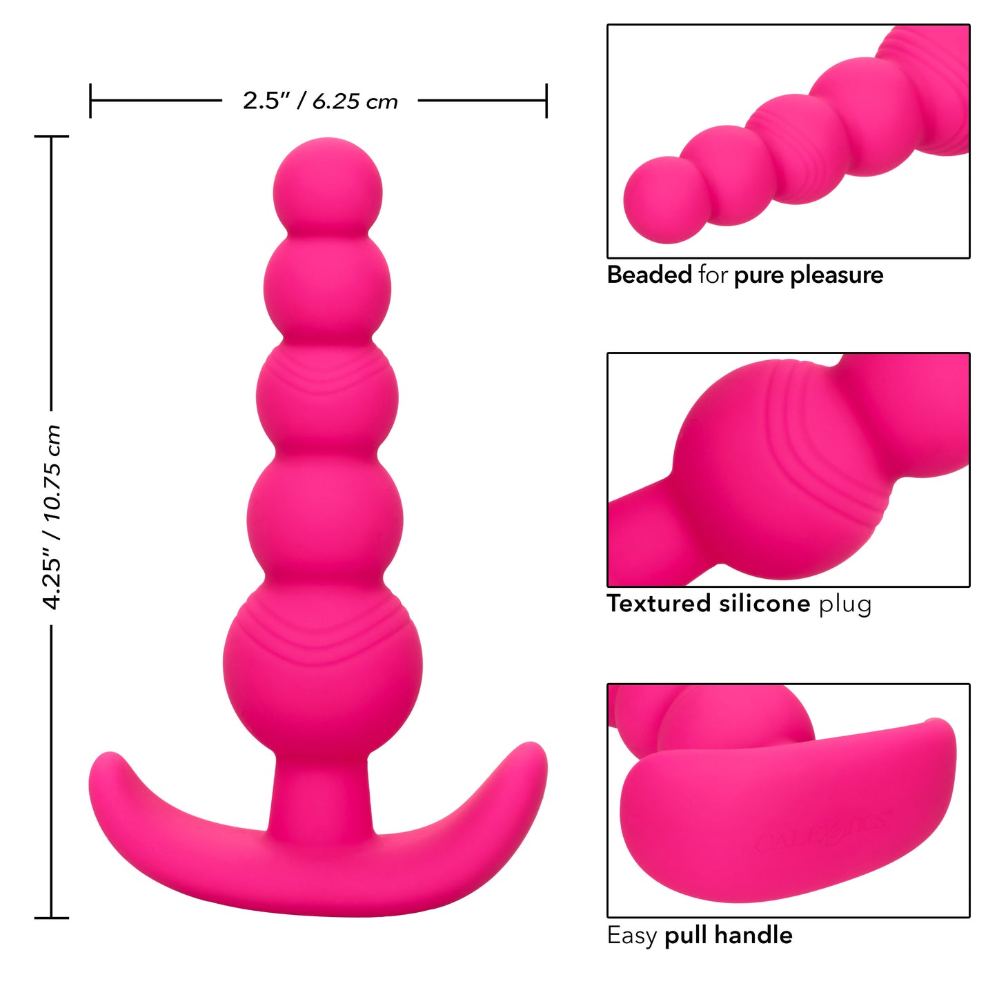 Cheeky X-5 Beads Silicone Anal Beads – 5 Graduated Beads Pink