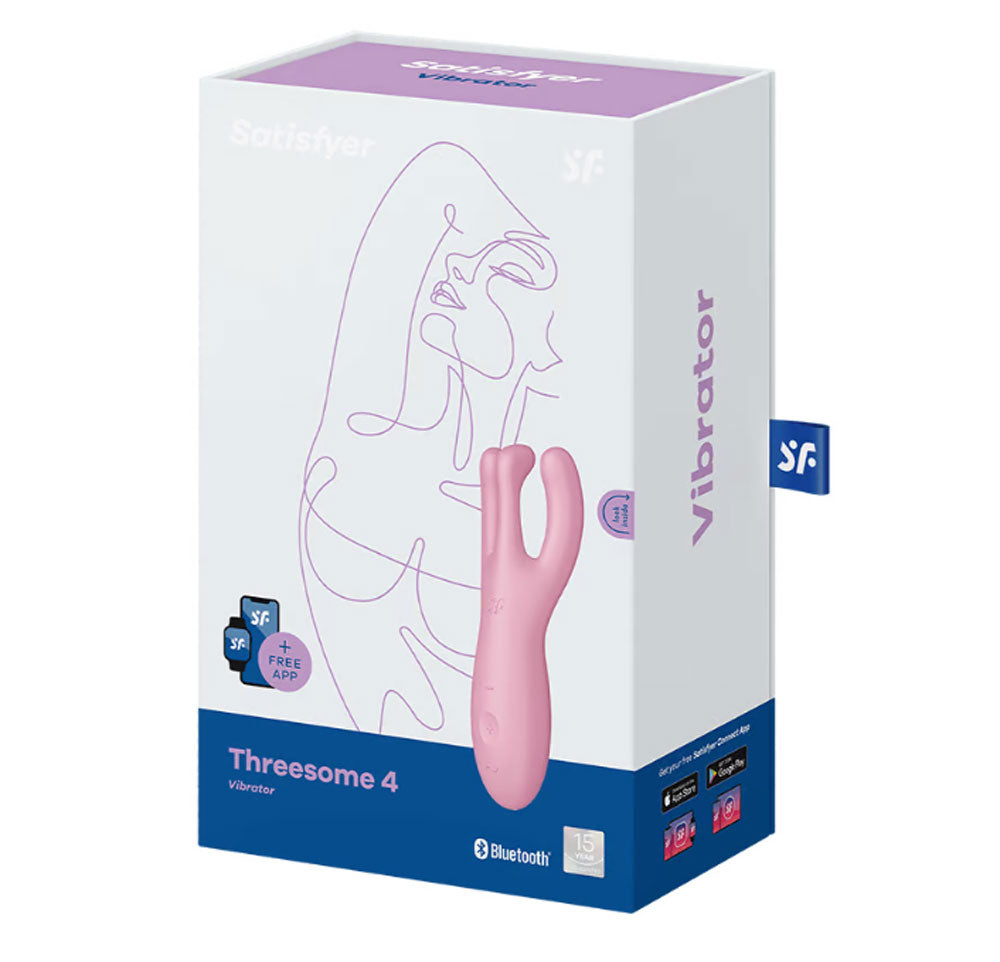 Threesome 4 App-Controlled Triple Stimulation Vibrator Rechargeable Pink