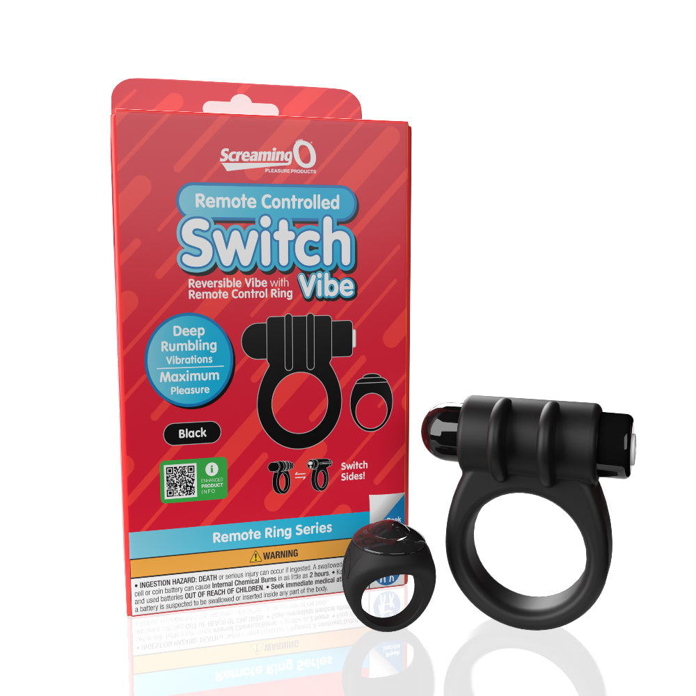 Rechargeable Remote Switch Vibrating Cock Ring – Black