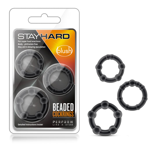 Set 3 Anillos para Erección Blush Stay Hard - Negro