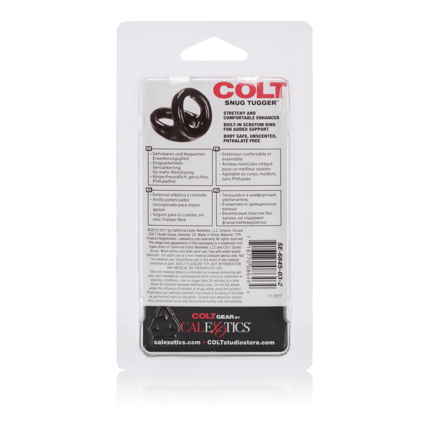 Dual Cock Ring with Scrotum Support - Black TPR