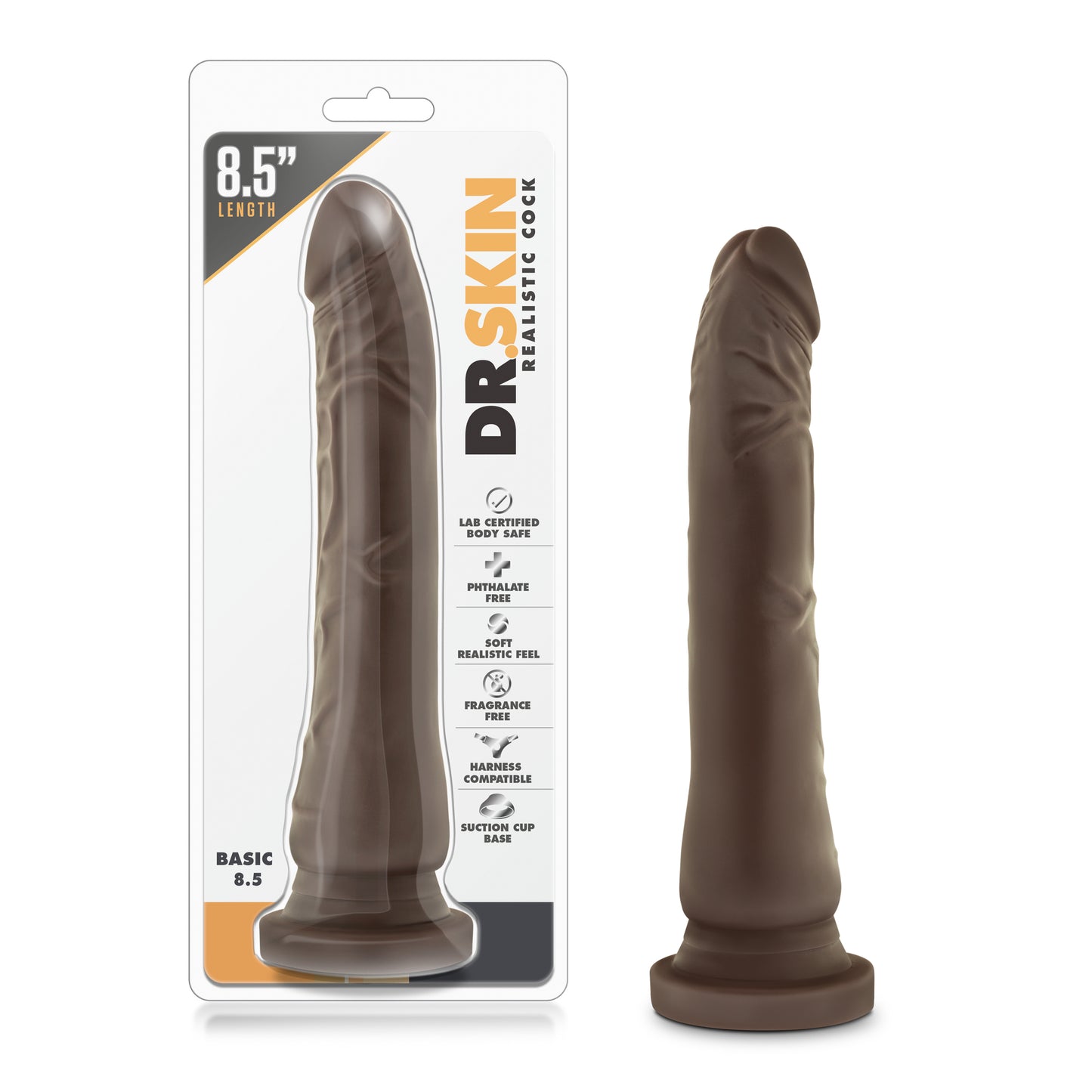 Realistic Dildo Dr. Skin Chocolate 8.5" Suction Cup