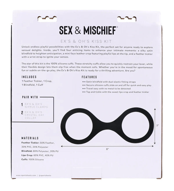Ex's & Oh's Kiss Sensual Play Kit - 4 Pieces Red Black