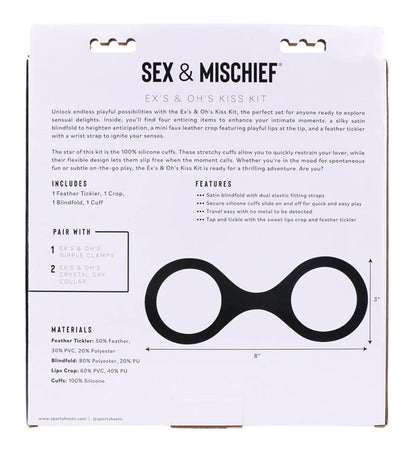 Ex's & Oh's Kiss Sensual Play Kit - 4 Pieces Red Black