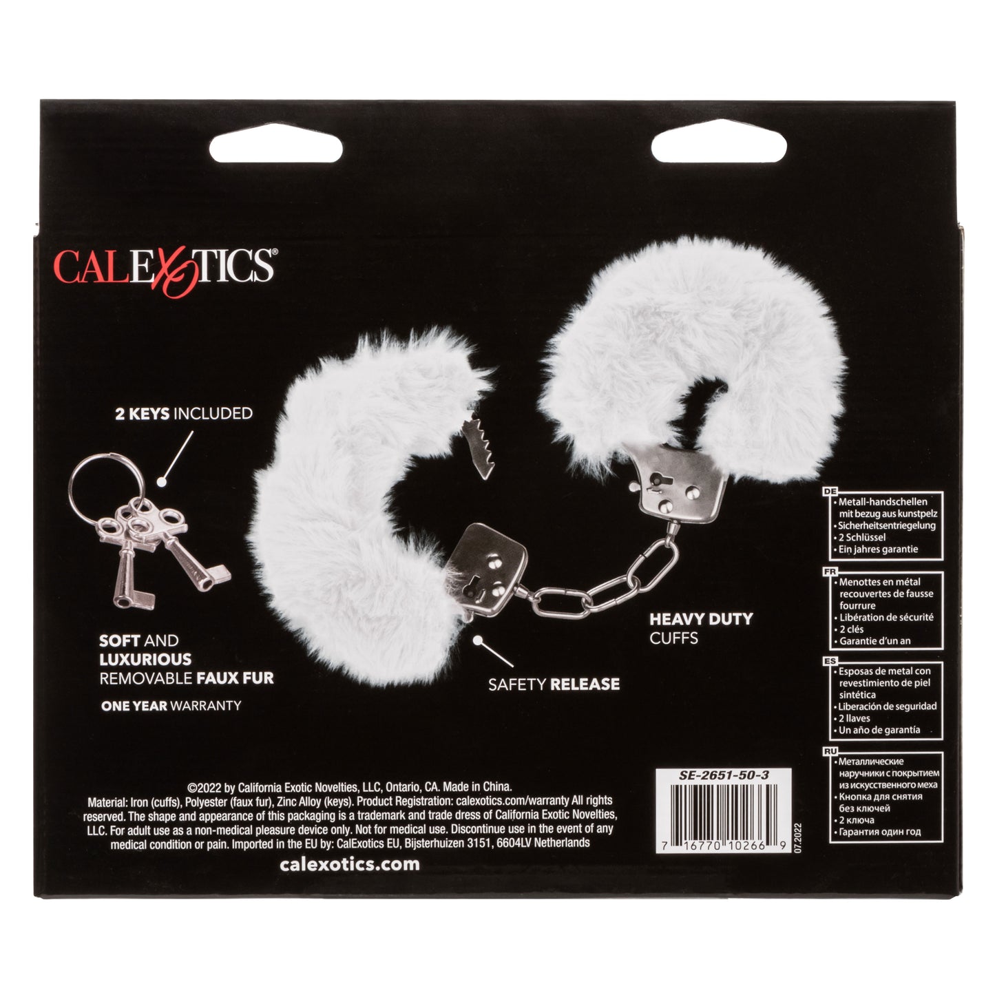 Ultra Fluffy Adjustable Furry Handcuffs - White