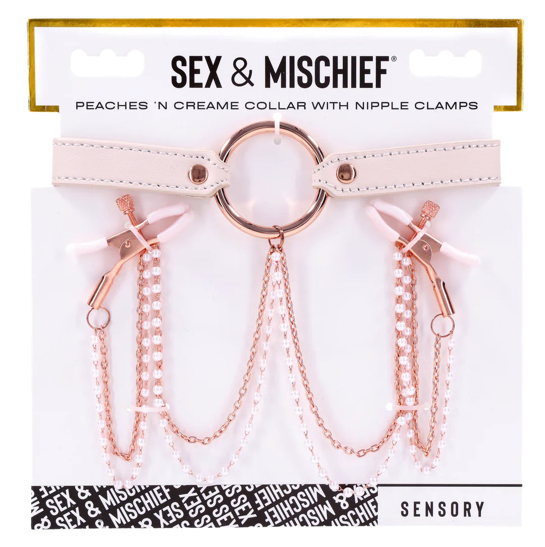 Peaches n Cream Nipple Clamp Collar - Rose Gold Chain