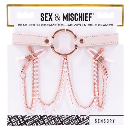 Peaches n Cream Nipple Clamp Collar - Rose Gold Chain