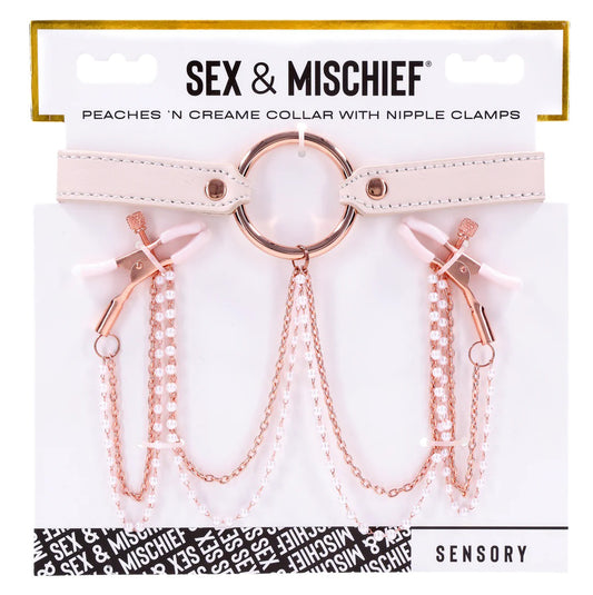 Peaches n Cream Nipple Clamp Collar - Rose Gold Chain