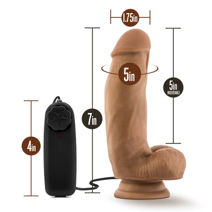 Cowboy 7 Inch Realistic Vibrator - Mocha Realistic Dildo with Suction Cup