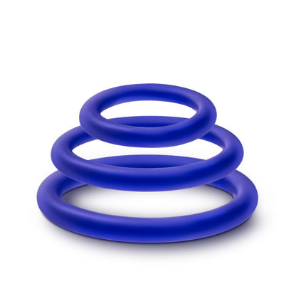 Indigo Glow Silicone Cock Rings Set - 3 Sizes Erection Enhancer