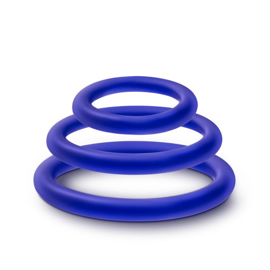 Indigo Glow Silicone Cock Rings Set - 3 Sizes Erection Enhancer