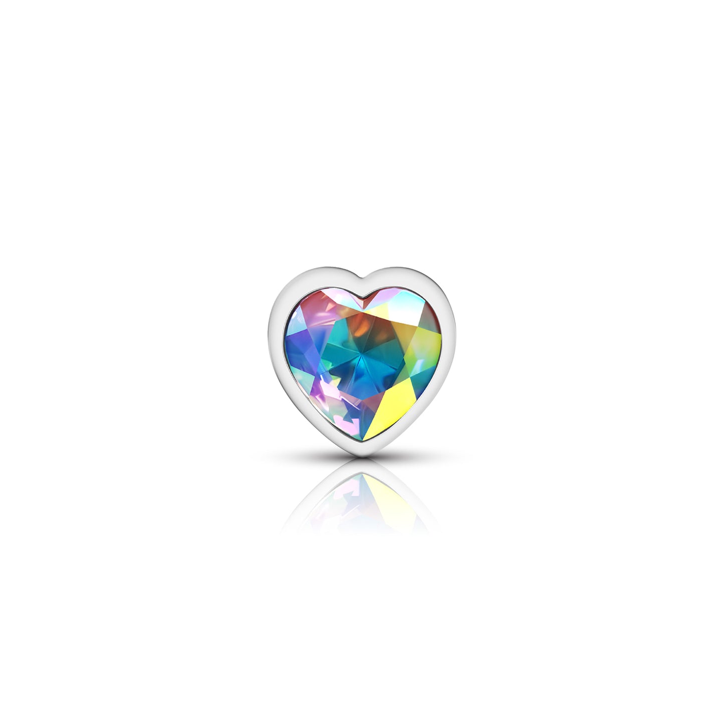 Medium Iridescent Heart Jeweled Butt Plug - Metal Anal Plug Temperature Play