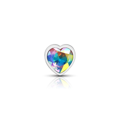 Medium Iridescent Heart Jeweled Butt Plug - Metal Anal Plug Temperature Play