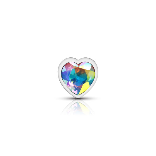 Medium Iridescent Heart Jeweled Butt Plug - Metal Anal Plug Temperature Play